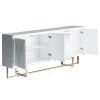 Luxusní příborník Brujo 180cm bílá/zlatá v Art-Deco stylu