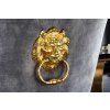 Luxusní jídelní židle Gold Modern Barock Lion šedá samet