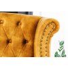 Stylové sametové křeslo Chesterfield žluté