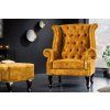 Designové křeslo Chesterfield žlutý samet