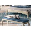 Luxusní zámecká lavice Victoria 112cm bílá s modrým sedákem
