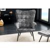 Designové retro křeslo Scandinavia šedý samet