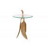 Příruční stolek Feather 65 cm kulatá deska a výrazný zlatý rám