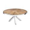 Stylový kulatý jídelní stůl Barracuda 120cm teak se skleněnou deskou