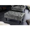 Luxusní šedý sametový taburet Chesterfield