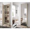 Moderní úzký botník Cloe Mirror vysoký 208cm se zrcadlem - levá strana