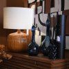 98803 2 moderni stolni lampa ribbed toffee s lnenym stinidlem